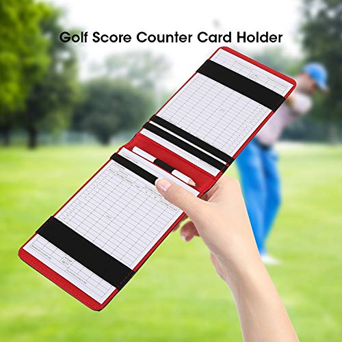 DEWIN Scorecard Holder, Leather Golf Score Holder Leather Score Card Holder Score Counter Keeper Card Holder Gift Sports Accessories with Pencil(Black) - Image 2
