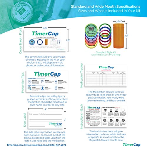 TimerCap Automatically Displays Time Since Last Opened - Built-in Stopwatch Smart Pill Bottle Cap Medication Reminder Case (Qty 4-1.8 oz Amber Bottles) EZ -Twist/CRC