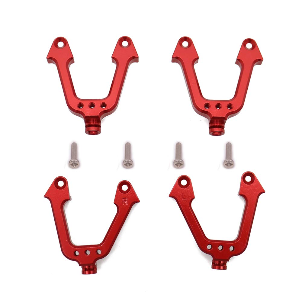 BONRI 4pcs Metal Front & Rear Shock Hoops Tower Mount For AXIAL SCX10 Jeep Wrangler Rubicon Off-Road Rock Crawler Desert Buggy Truck RC Hobby Model Upgrade Parts (Red)