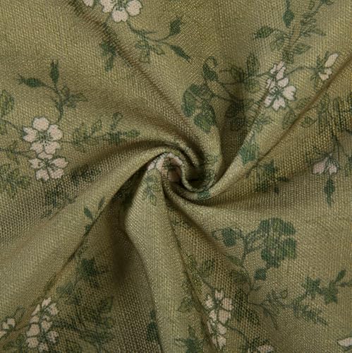 Image of TWOPAGES Rod Pocket Floral Print Cafe Curtains, Ivy Brown, 34W x 24L