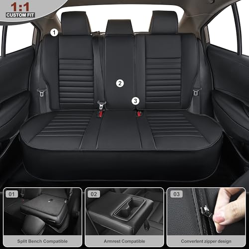 Image of for Toyota Corolla Seat Covers 2014 2015 2016 2017 2018 2019 Corolla LE /L /S Plus /S /LE Plus /XSE /SE Premium Leather Car Seat Covers Full Set for SUV-Car Seat Protector (Black, 5 Seats)