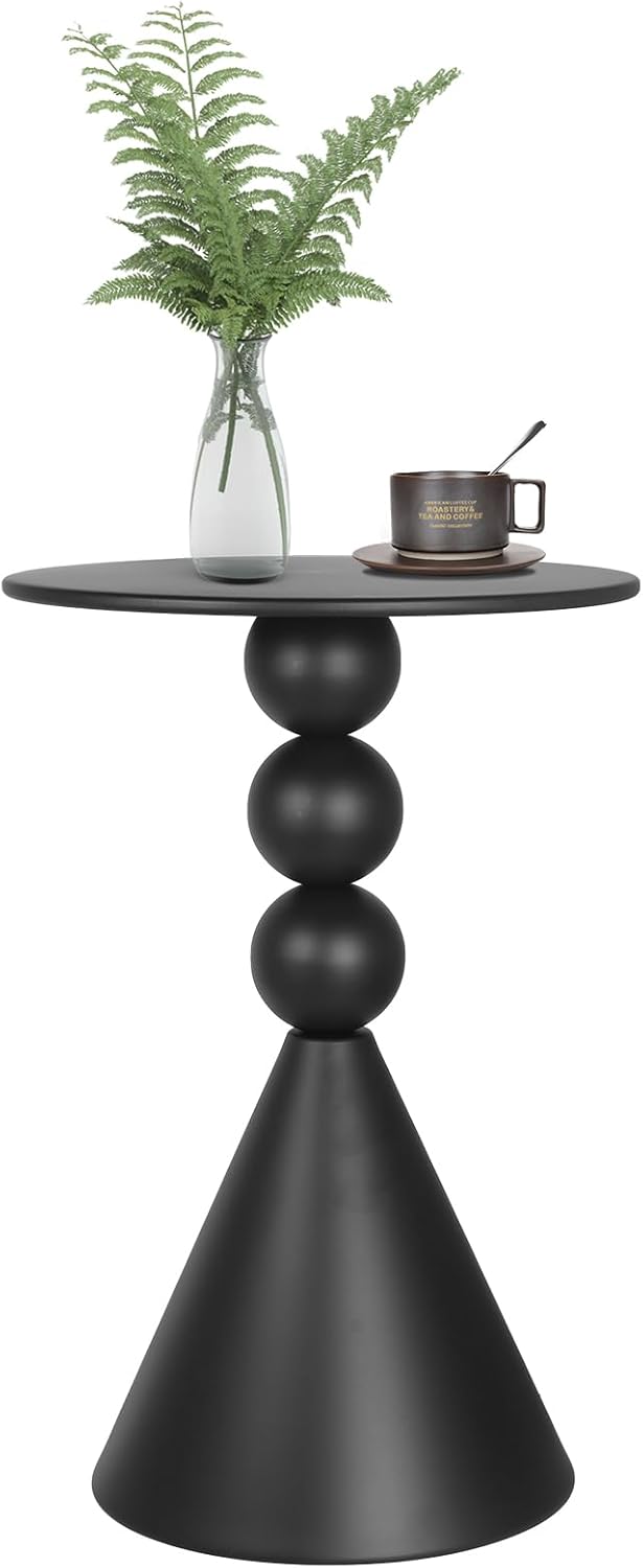 Metal Round Martini Table,Vintage Drum Side End Table,Modern Nightstand Accent Pedestal Tables Coffee Tables for Small Space Living Room, Bedroom,Black Martini-black