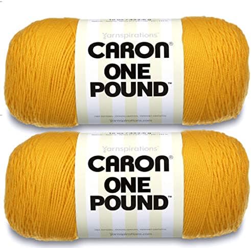 Caron One Pound Sunflower Yarn - 2 Pack of 454g/16oz - Acrylic - 4 Medium (Worsted) - 812 Yards - Knitting/Crochet