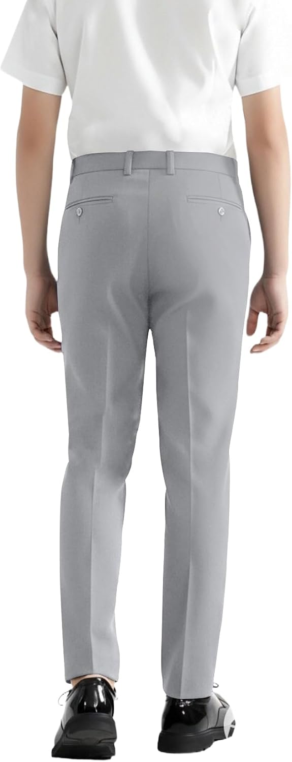 Boys Dress Pants Flat Front School Uniform Straight Leg Adjustable Waistband for Toddler with Pockets Teen Boys Trousers