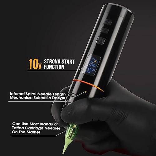 Miniatura 4 de Xnet Máquina rotativa de tatuaje con 2 piezas de batería recargable de tatuaje de 2200 mAh - Cartuchos de tatuaje inalámbricos Pen Motor sin núcleo