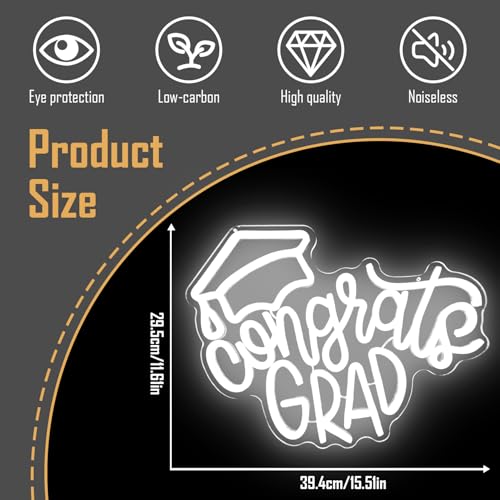Image of Congrats Grad Neon Sign for Wall Decor Graduation Neon Led Sign Dimmable Graduation Light Up Sign for Backdrop Congrats Neon Light Sign for Class Of 2026 Party Dorm Celebration Gifts