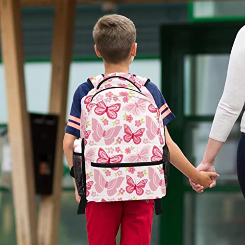 Sac à dos voyage papillons rose pour les cours et les sorties