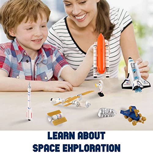 Space Shuttle Exploration Toy Playset - Kids Aerospace Space Station With Diecast Alloy Spaceshuttle, Fuel Tank, Rocket, Rovers, Airplane, Vehicles, Satellites, Astronaut Figures & Accessories #TOP4