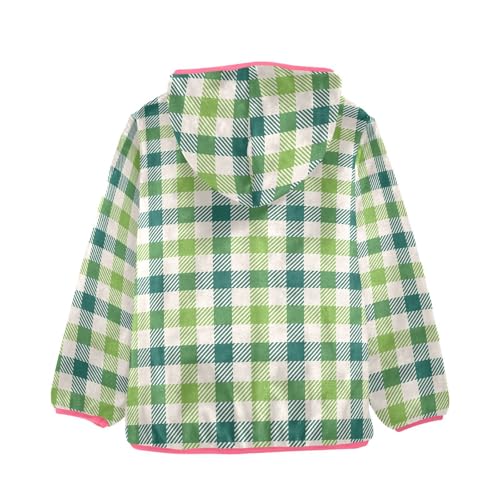 GuoChe Plaid Green White Girls Sherpa Lined2