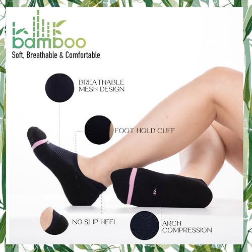 Image of BRISIRA Bamboo Viscose Coolmax Running Golf No Show Socks Women Compression Moisture Wicking Performance Low Cut Tab Athletic
