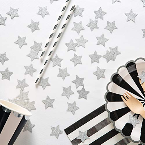 Image of MOWO Silver Star Confetti Table Decoration, 1.2'', 200pc | 200pc, Wedding Party Decor, Table Decor