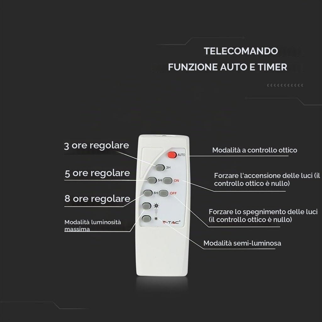 Faro LED 300W con Pannello Solare e Telecomando 4000K