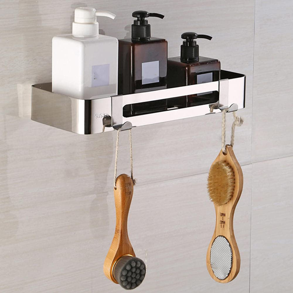 Estante de ducha de acero inoxidable plata con diseño moderno
