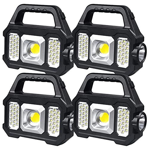 Rechargeable Handheld Light Multifunctional Handheld Flashlight Portable Floodlight Work Light Waterproof Led Searchlight Spotlight With 3 Light Sources 6 Modes For Camping Hiking Emergency 4Pack #TOP26