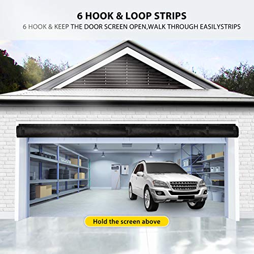 Garage Door Screen for 2 Car 16x7FT Garage Doors,Heavy Duty Upgrade Glass Fiber Door Screen Curtain for Garage Door,Hands Free Magnetic Screen Door (6 Strapping Tapes Include)