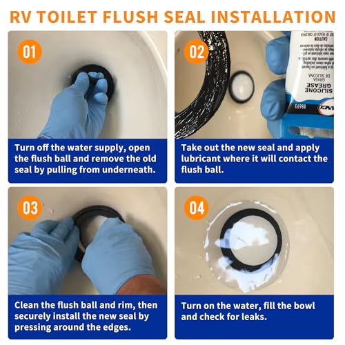 Image of RV Toilet Seal, Flush Ball Seal Gasket Replacement 385311658 for Dometic 300 310 320 Series Pedal Flush Toilets, High-Grade Rubber, Toilet Seal Parts Solve The Leakage Problem