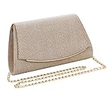 MEGAUK Damen Glitzer Clutch Unterarmtasche mit Abnehmbare Kette für Hochzeit Wedding Ball Bankett Prom Party, Gold