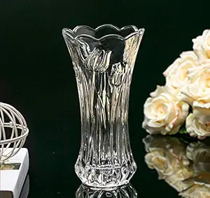 KHODIYAR Glass Flower Pot, Crystal Clear Vase for Living Room/Home/Office | Glass Pot . (1)