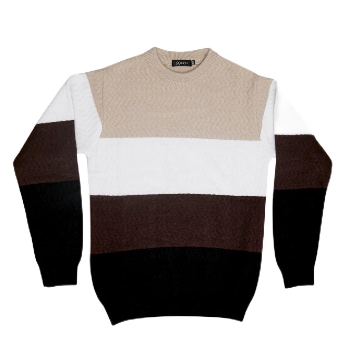 Makavio Men's Knit Pullover Sweater, Long Sleeve, Patterned Design, Winter Wear, Premium Yarn Blend Grey,Black-image-33
