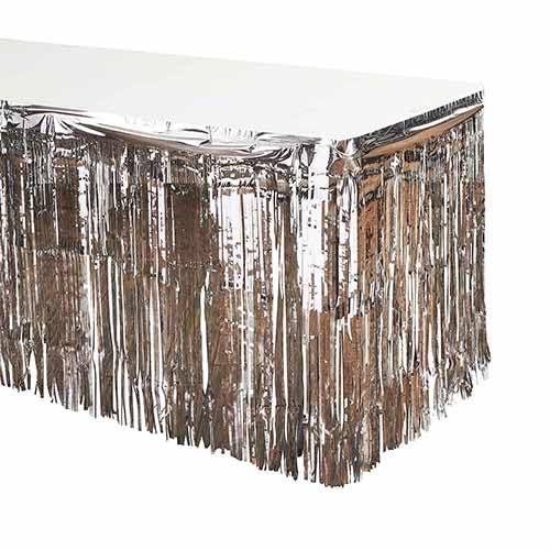 Foil Table Skirt 160cm x 70cm (Silver)