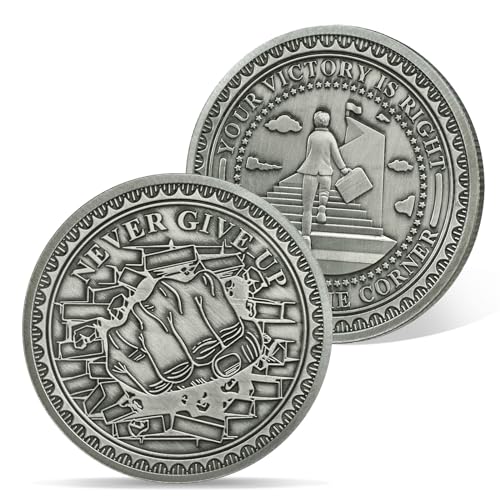 AtSKnSK Motivierende Münze Ermutigung Münze Never Give Up Herausforderungs Münzen inspirierende Geschenke für Damen und Männer Incentive Auszeichnungen (Never Give Up)
