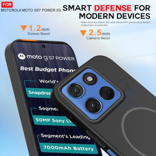 Image of AESTMO Shockproof Back Case Cover for Motorola Moto G57 Power 5G | Slim Hard Shell | Hard Back Cover for Motorola Moto G57 Power 5G (Compatible with MagSafe Accessories, Black)