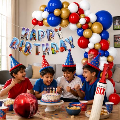 Image of Rozi Decoration Set of 38 Pcs Happy Birthday Decoration Items Cricket Theme for Kids, Boy & Girls | Sport Cricket Birthday Party Decoration Items