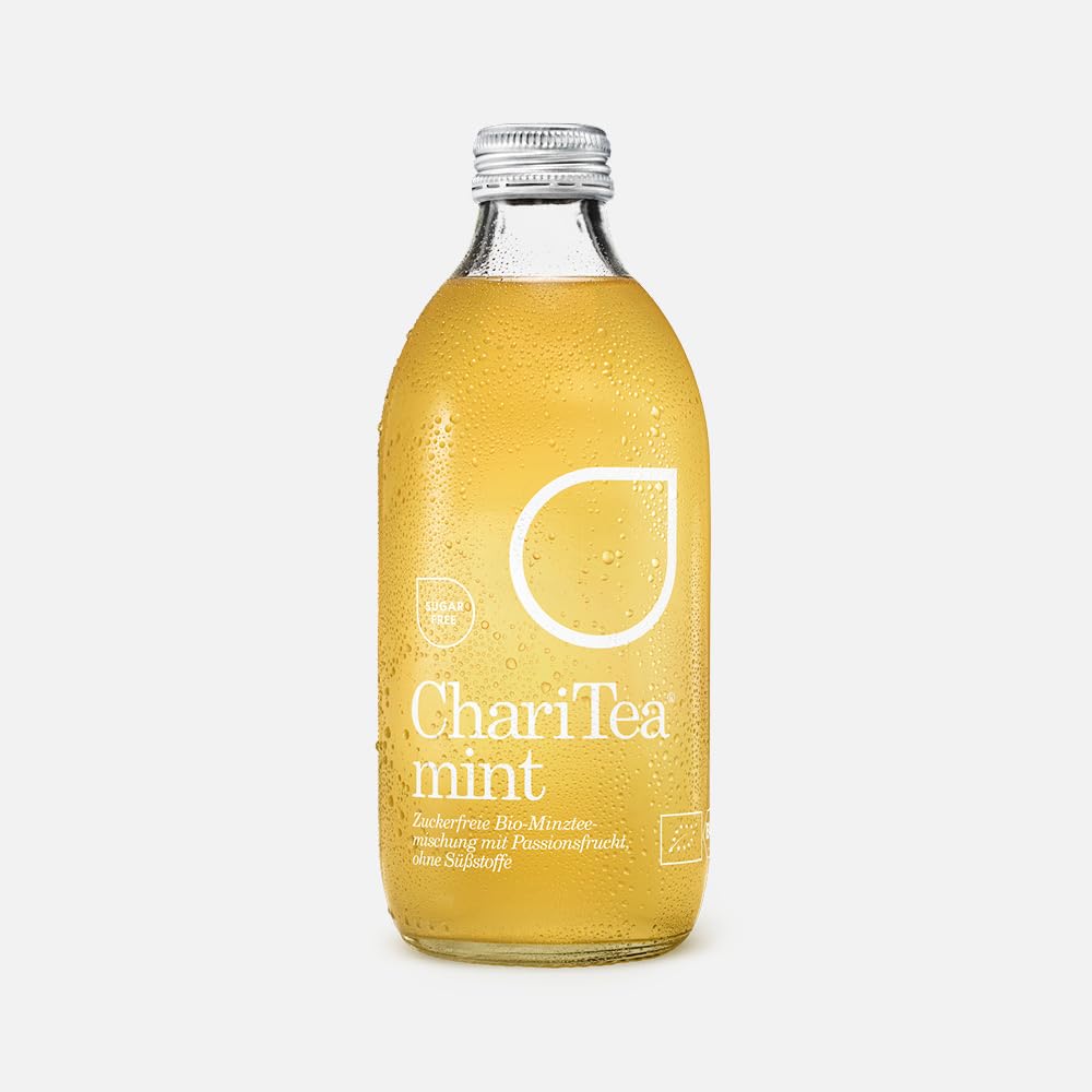 Charitea - Mint Sugarfree - Fairer Eistee mit besten Bio Zutaten - Leckeres Erfrischungsgetränk in Glas Flasche - Biologisch angebauter Tee (24 x 330ml)