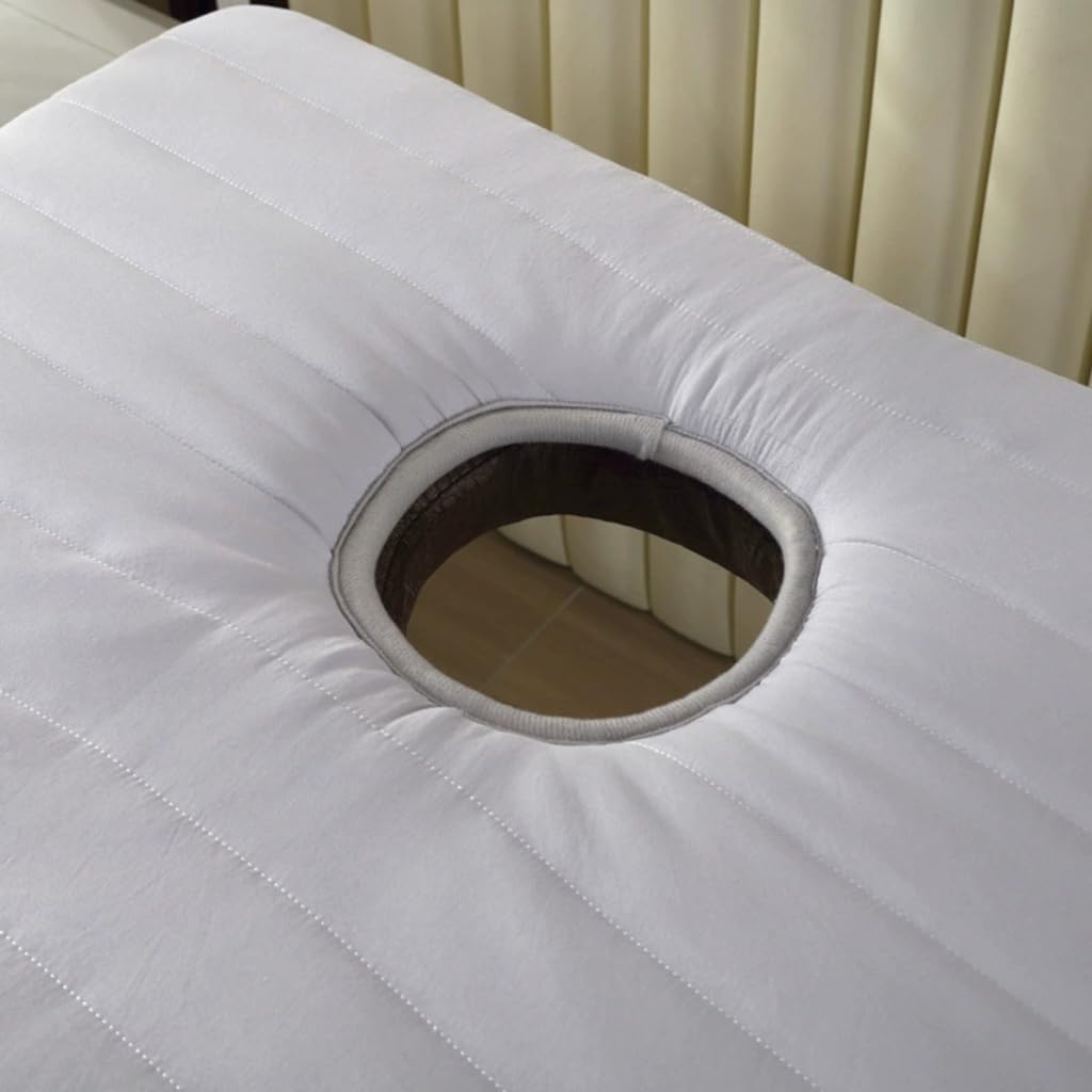 Grey,190 * 60cm T,Memory Foam Massage Bed Pad with Hole Spa Massage Table Mattress Topper with Headrest and Elastic Bands Non-Slip Lash Bed Cushion Thickness 6cm