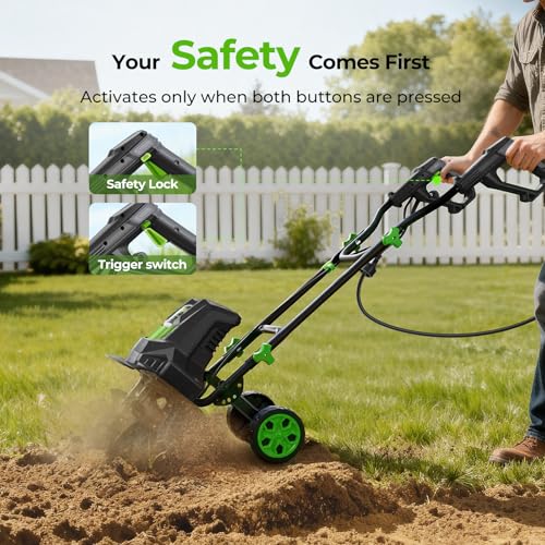image for Patoolio Electric Tiller for Gardening, 1800W 15A Garden Tiller Cultiv