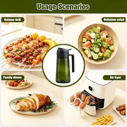 Image of 2 in 1 Oil Sprayer, Oil Sprayer for Kitchen Cooking, 470ml Oil Spray Bottle for Home (Olive+Black)