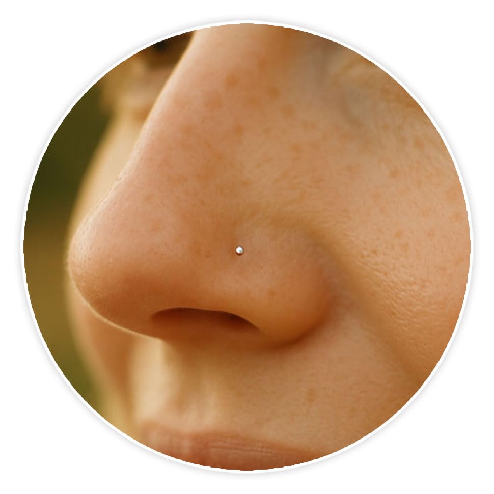 Jolliz 1mm Silver Nose Studs for Women - 24 Gauge L Shaped Nose Stud & Comfortable Pin - 925 Sterling Silver Nose Stud With Elegant Small Shiny Ball Dainty Minimalist Women Jewelry For a Timeless Look