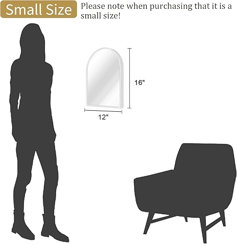 Miniatura 171 de Espejo de pared arqueado negro con marco de aleación de aluminio, espejo de baño de metal cepillado, espejo montado en la pared para sala de estar