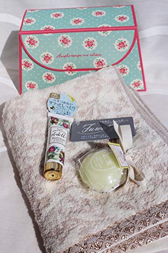 母の日 ギフト セット ローズドットボックス ブルー フェイスタオル＋ハンドアロマクリーム＋マカロンソープ (当店オリジナル！)