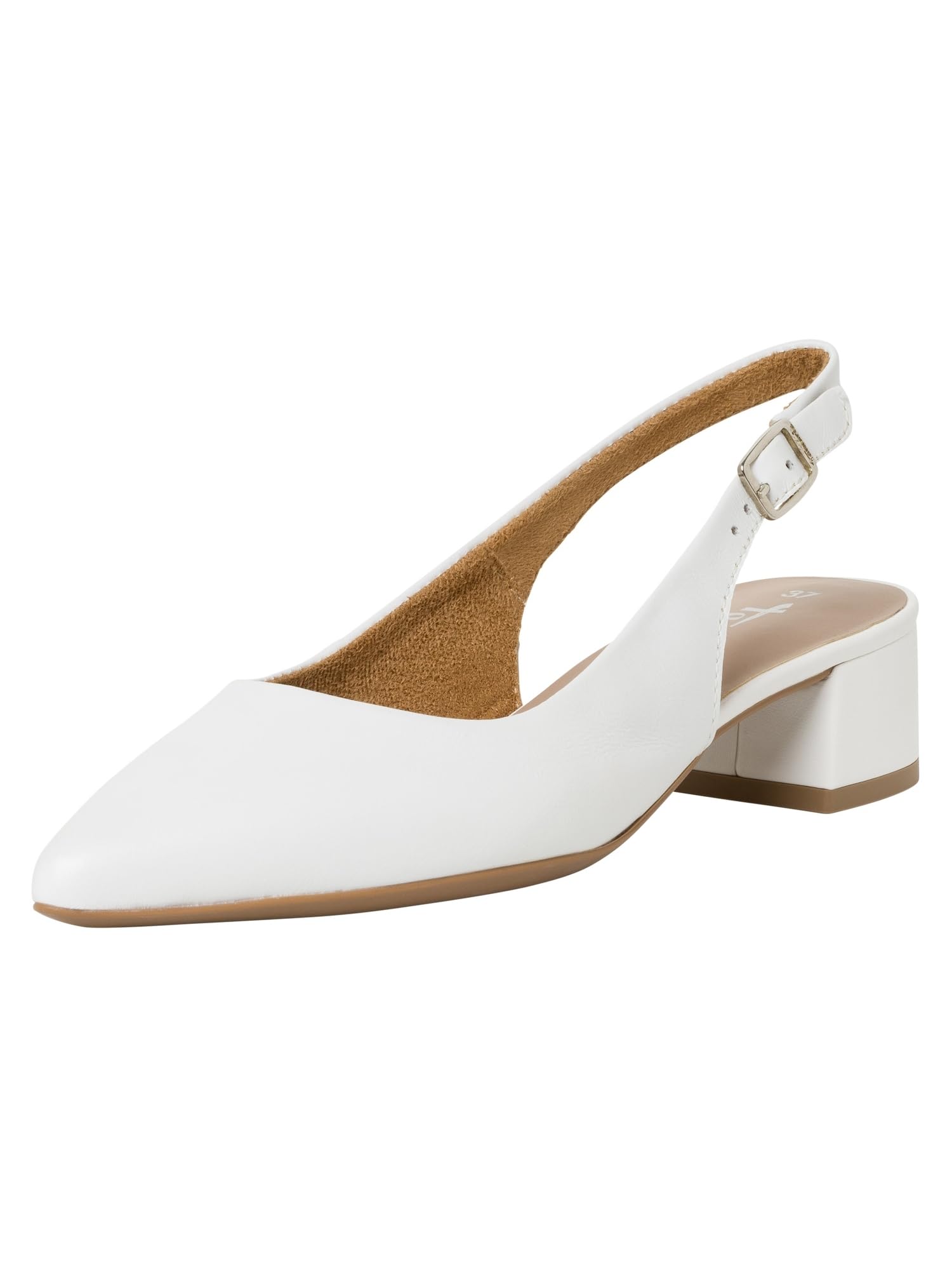 Tamaris Damen Sling Pump mit Blockabsatz Leder, weiß, 41 EU