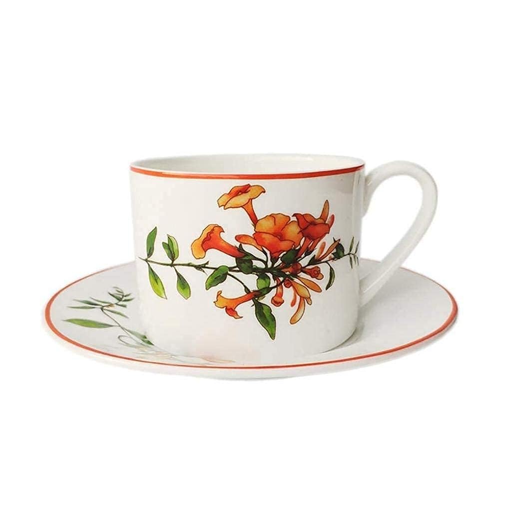 Elegante Speiseteller, Geschirr, Teller, Schüssel-Set, Keramik-Geschirr-Set mit 6 Teilen, Blumenmuster, Teller, Schüssel, Kaffeetasse und Untertasse, Service für 1
