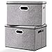 Large Foldable Storage Box with Lid [2-Pack] Linen Fabric Decorative Storage Bin Organizer Containers with Removable Lids Cover for Bedroom Closet Office Living Room