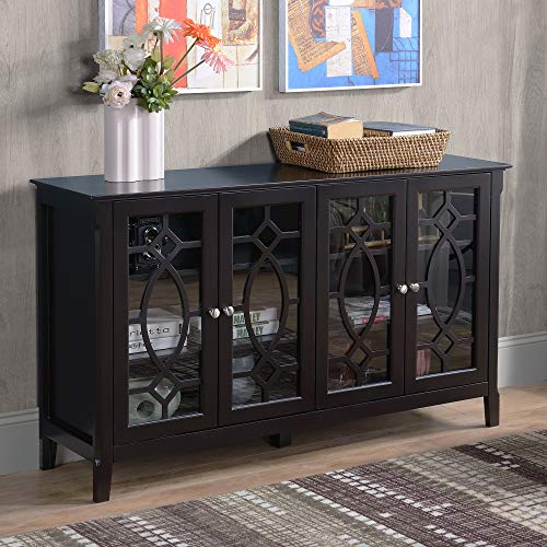 Homcom Sideboard Buffet Cabinet With Storage, Credenza, Coffee Bar Cabinet With Glass Doors, Espresso #TOP1