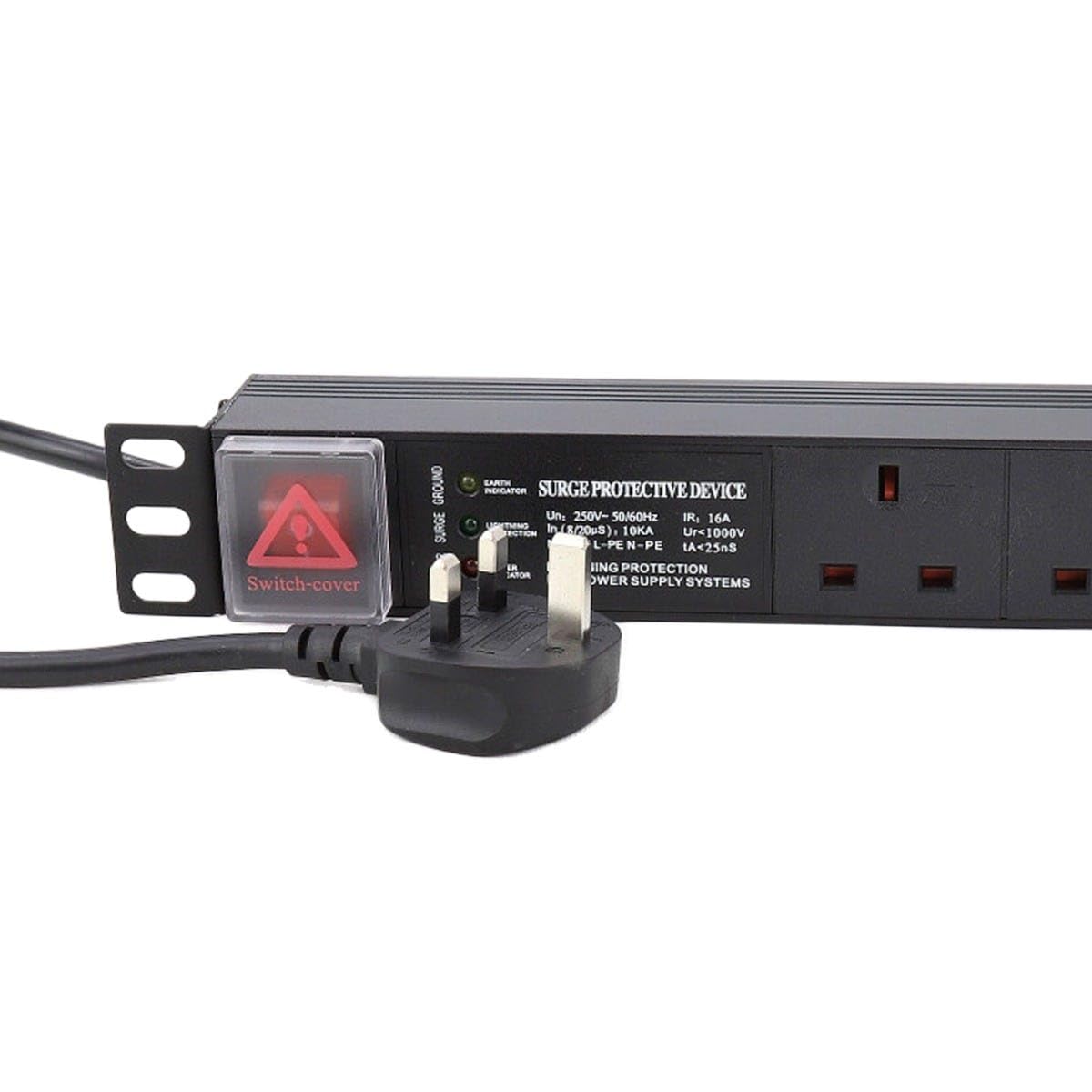 PDU UK Sockets 6 Way with UK Plug Power Distribution Unit Horizontal 3 WAY SURGE 1.8m