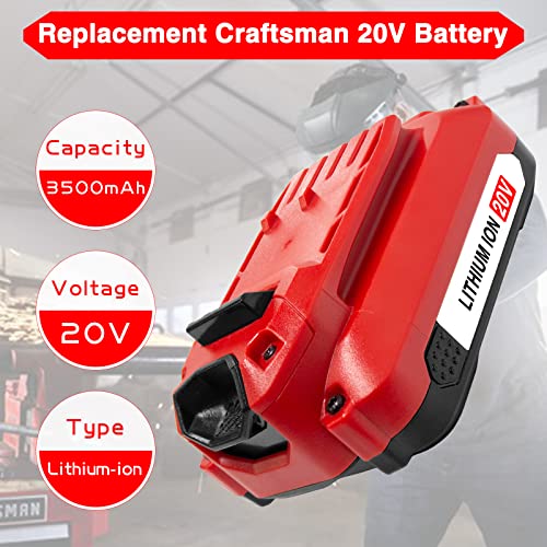 Image of DTK 2Pack 3.5Ah Battery Replacement for Craftsman 20V Battery CMCB201 CMCB202 CMCB202-2 CMCB204 CMCB204-2 V20 Cordless Tool Battery