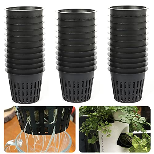 35PCS 3 Inch Net Cups Slotted Mesh Wide Lip with, Hydroponics Slotted Mesh Diameter Thin Lip Design with for Hydroponics