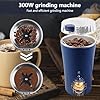 PORFOYO Macina Caffè Elettrico 300W, Macina Spezie Elettrico con Lama in Acciaio Inossidabile, Coffee Grinder, Macinino per Semi di Lino, Pepe, Sale, Noci, Cereali