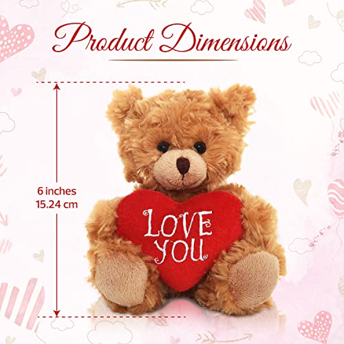 Made By Aliens Plush Stuffed Animal Mocha Heart Bear – Love You Bears- Toy For Kids & Adults Valentine's Day - Embroidered Heart Pillow (6 Inch, Brown Love You) #TOP3