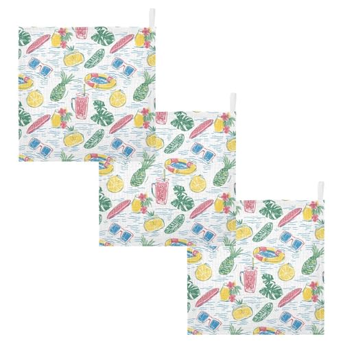 vvfelixl Summer Pool Party Baby Burp Cloths Baby Muslin Washcloths for Boys Girls Cotton Babys Face Towel for Newborn Infants Soft and Absorbent 11.8 X 11.8 in, 5 Pack2