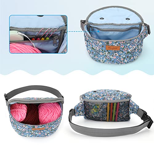 Image of Yarn Crossbody Waist bag Small Yarn Storage Organizer for Yarn Skeins-Organizer for Crochet Hooks and Accessories