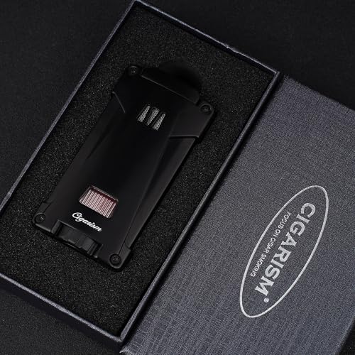 Encendedor de cigarro triple llama antorcha negro miniatura 6