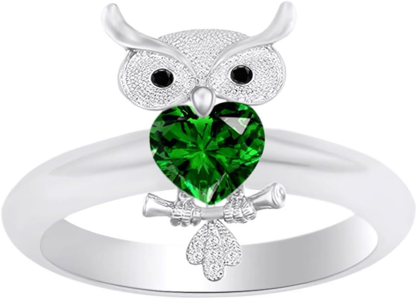 Jewel Zone US Multistone Owl Engagement Ring in 14k Gold Over Sterling Silver
