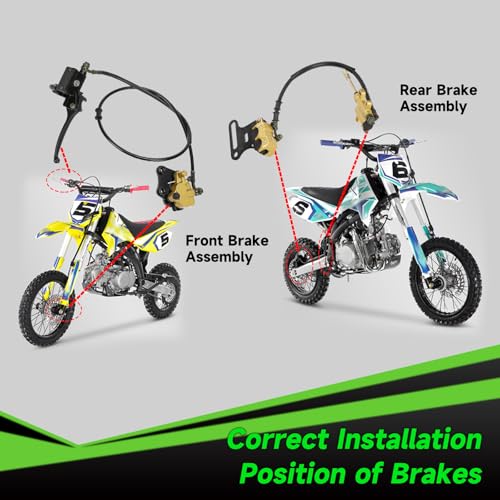 Image of Pit Bike Front Brake & 12mm Rear Hydraulic Disc Brake Caliper Assembly Compatible with Apollo SSR 125cc 110cc Tao Tao Coolster Roketa X-pro 4-Stroke 50cc 70cc 90cc Chinese Dirt Bike Parts