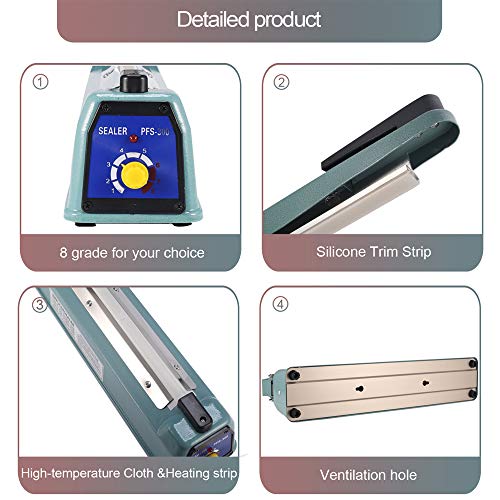 Konmee 8 Inches 200mm Bag Sealer Impulse Heat Sealer Hand Sealer Machine with an Extra Replacement Kit