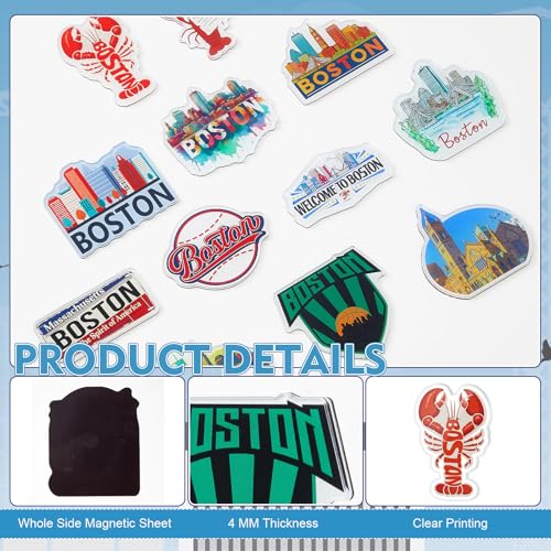 Set de 12 imanes decorativos para refrigerador Boston miniatura 4